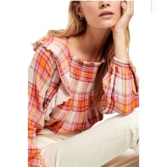 Free People Siena Plaid Pullover LongSleeve Top - Picture 5 of 14